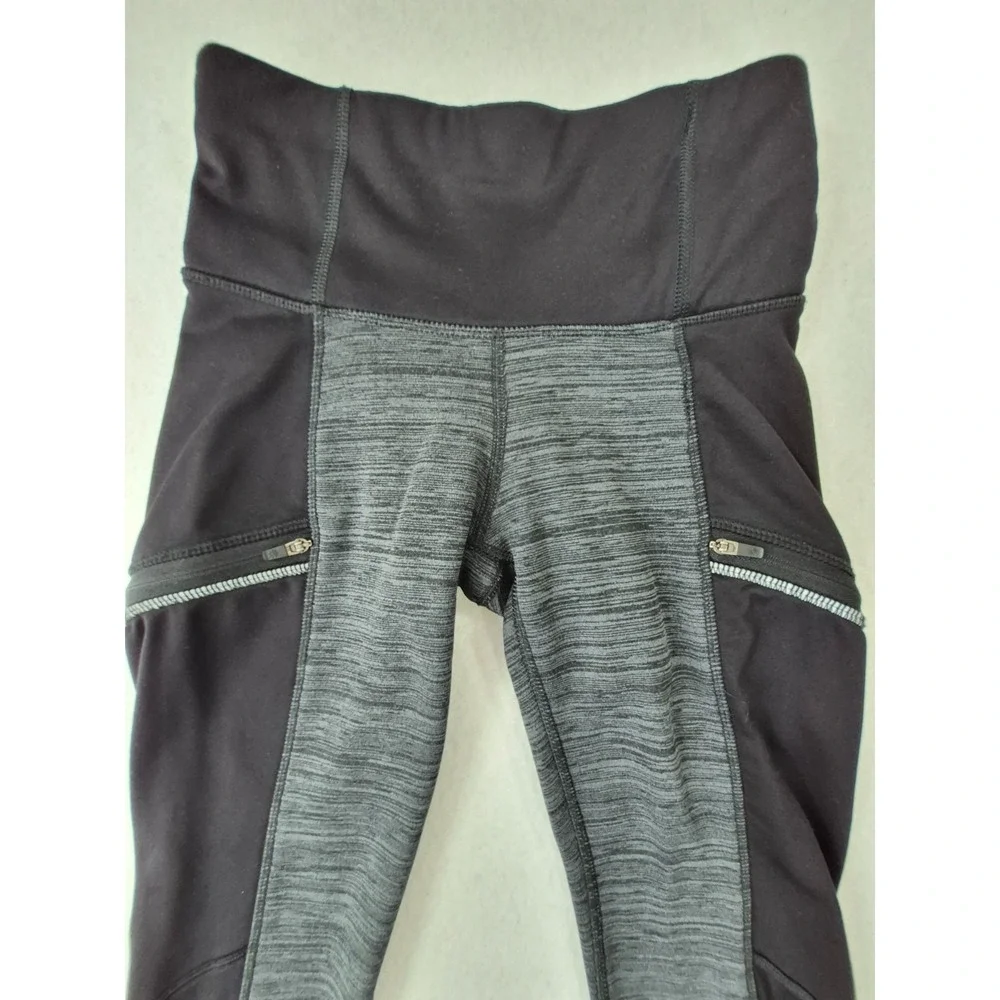 Athleta Fleece Lined Leggings XXS Black Gray Athletic Yoga Running Pants